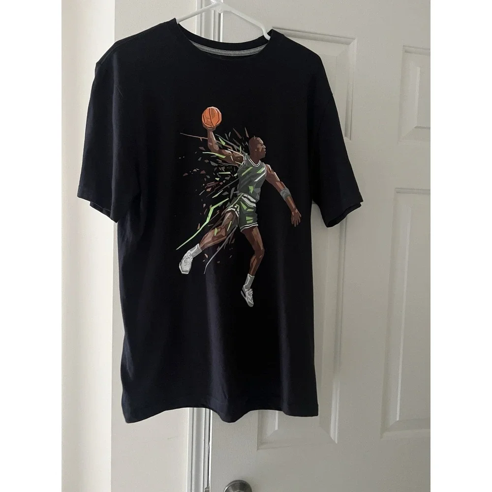 Jordan Brand T-Shirt Men's Large Basketball Slam Dunk Jumpman Black green - NWOT
